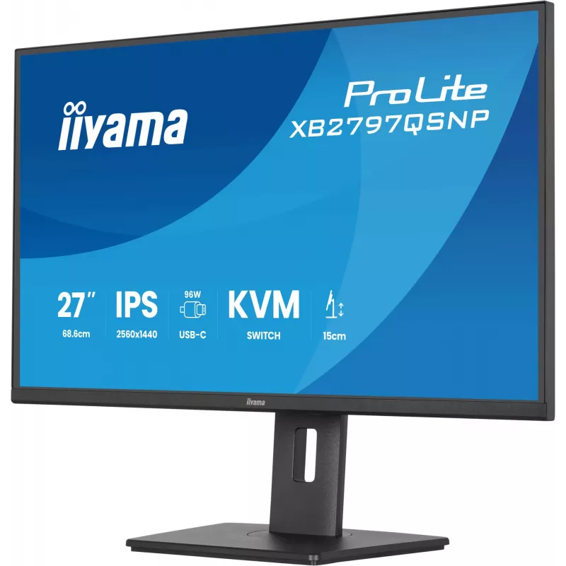 Datora monitors IIYAMA ProLite XB2797QSNP-B1 27 collas (68,6 cm) 2560×1440 QHD LED, 16:9, matēts, skaļruņi, USB 3.2 centrmezgls, augstumā regulējams, VESA