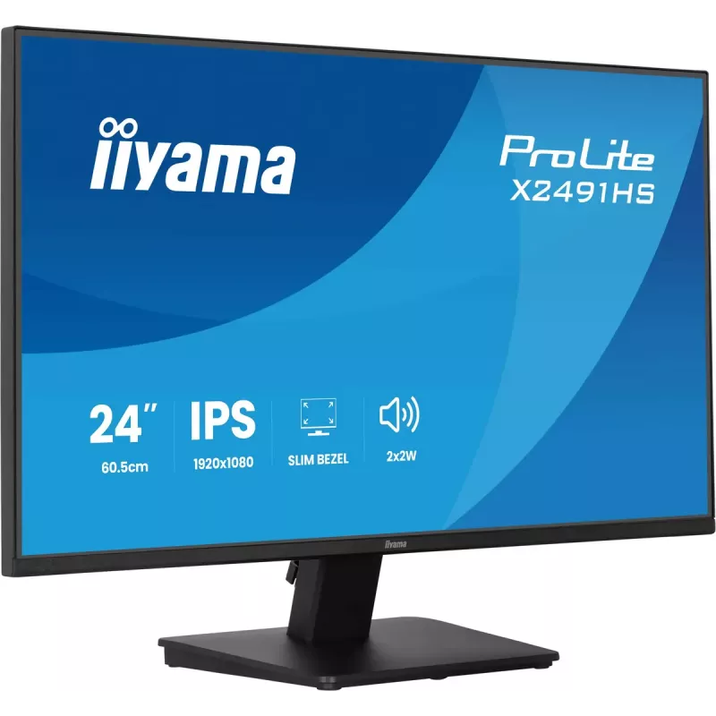 Monitors IIYAMA ProLite X2491HS-B1 23,8 collas (60,5 cm) Full HD IPS LCD, 1920×1080, 178° skata leņķi, matēts, iebūvēti skaļruņi, VESA, melns