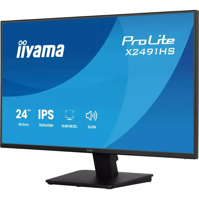 Monitors IIYAMA ProLite X2491HS-B1 23,8 collas (60,5 cm) Full HD IPS LCD, 1920×1080, 178° skata leņķi, matēts, iebūvēti skaļruņi, VESA, melns
