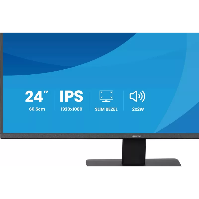 Monitors IIYAMA ProLite X2491HS-B1 23,8 collas (60,5 cm) Full HD IPS LCD, 1920×1080, 178° skata leņķi, matēts, iebūvēti skaļruņi, VESA, melns