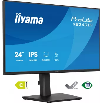 Datoru monitors IIYAMA ProLite XB2491H-B1 23.8 collas (60.5 cm) Full HD IPS LCD, 1920×1080, 178° skata leņķis, VESA, augstumā regulējams, melns