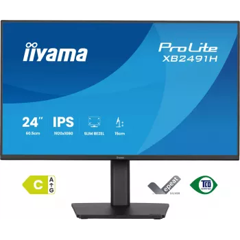 Datoru monitors IIYAMA ProLite XB2491H-B1 23.8 collas (60.5 cm) Full HD IPS LCD, 1920×1080, 178° skata leņķis, VESA, augstumā regulējams, melns