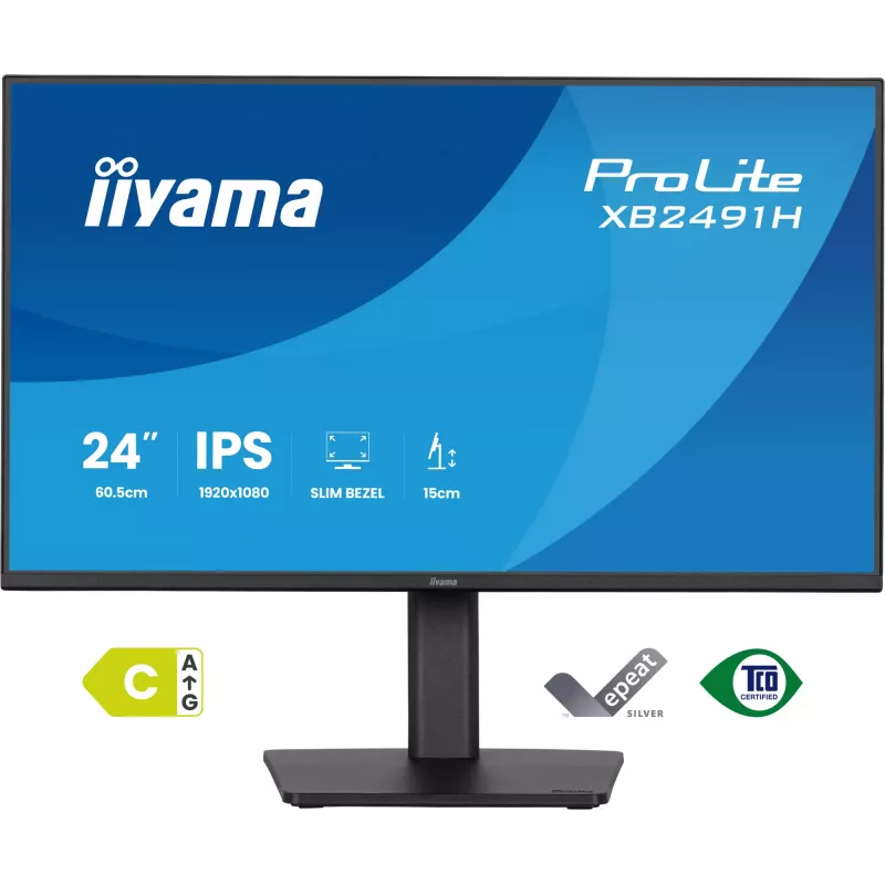 Datoru monitors IIYAMA ProLite XB2491H-B1 23.8 collas (60.5 cm) Full HD IPS LCD, 1920×1080, 178° skata leņķis, VESA, augstumā regulējams, melns
