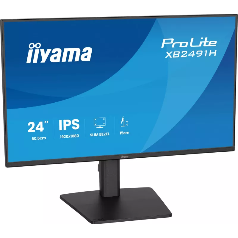 Datoru monitors IIYAMA ProLite XB2491H-B1 23.8 collas (60.5 cm) Full HD IPS LCD, 1920×1080, 178° skata leņķis, VESA, augstumā regulējams, melns