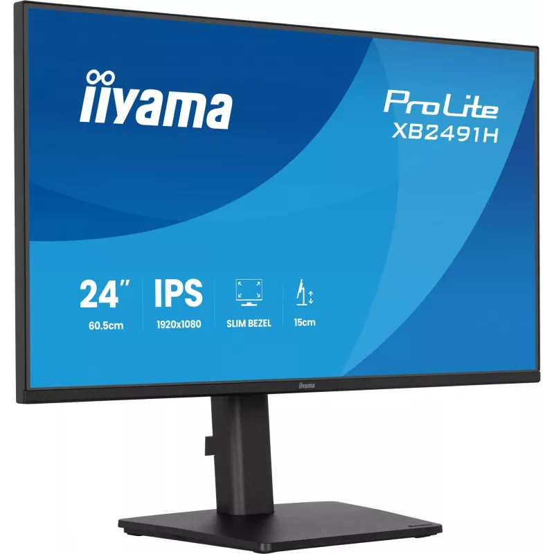 Datoru monitors IIYAMA ProLite XB2491H-B1 23.8 collas (60.5 cm) Full HD IPS LCD, 1920×1080, 178° skata leņķis, VESA, augstumā regulējams, melns