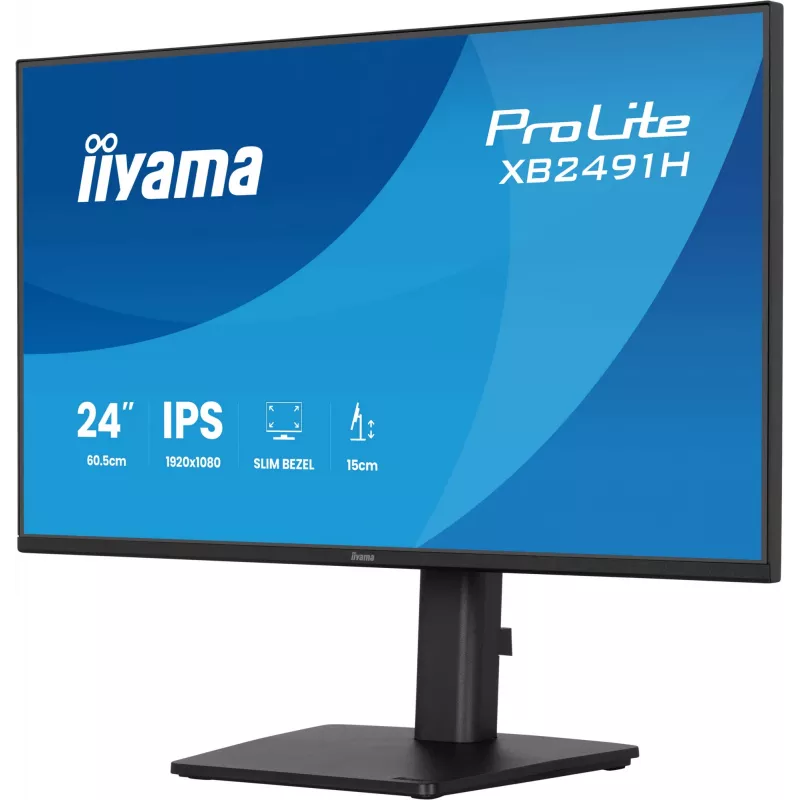 Datoru monitors IIYAMA ProLite XB2491H-B1 23.8 collas (60.5 cm) Full HD IPS LCD, 1920×1080, 178° skata leņķis, VESA, augstumā regulējams, melns