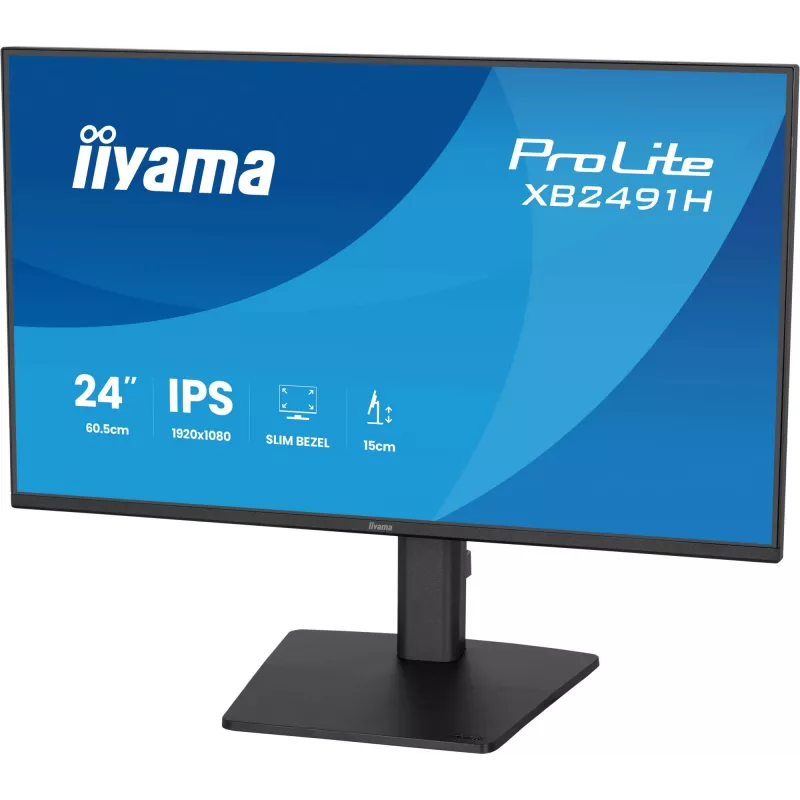 Datoru monitors IIYAMA ProLite XB2491H-B1 23.8 collas (60.5 cm) Full HD IPS LCD, 1920×1080, 178° skata leņķis, VESA, augstumā regulējams, melns