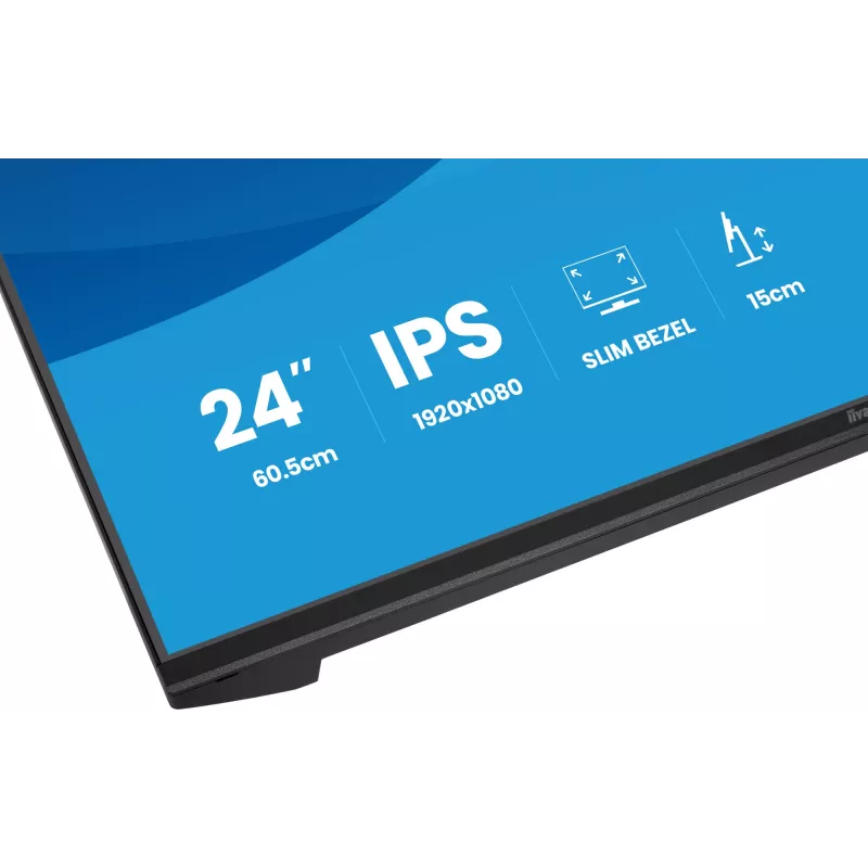 Datoru monitors IIYAMA ProLite XB2491H-B1 23.8 collas (60.5 cm) Full HD IPS LCD, 1920×1080, 178° skata leņķis, VESA, augstumā regulējams, melns
