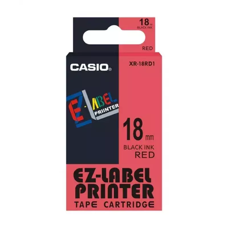 Marķēšanas lente Casio XR-18RD1 Melns uz sarkana fona