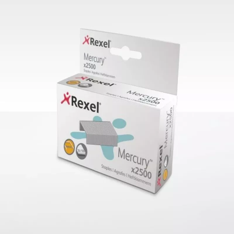 Rexel Mercury lieljaudas skavas (2500), skavu iepakojums, 2500 skavas, tērauds, sudraba, 120 loksnes, 220 g