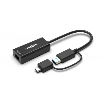 Origin Storage USB 3.0 vai USB-C (ar USB-C spraudni uz USB 3.0 ligzdas adapteri) uz RJ45 Gigabit adapteris