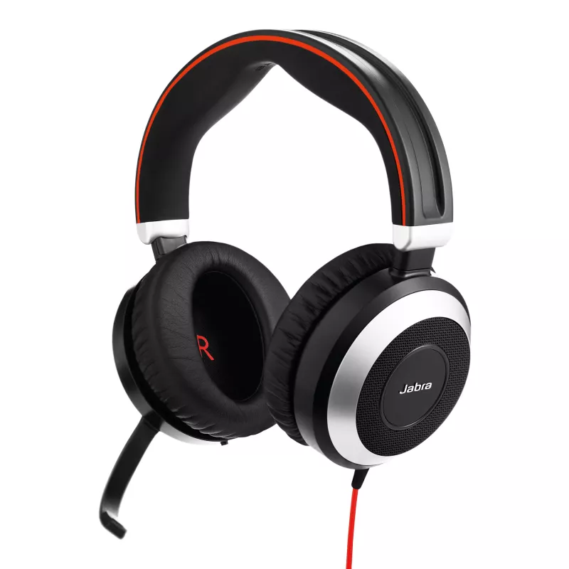 Jabra Evolve 80 MS Stereo, vadu, birojam/zvanu centram, 646 g, austiņas, melnas