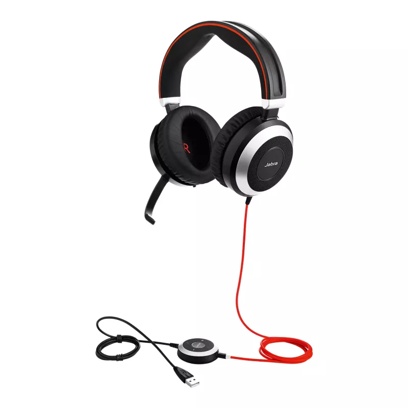 Jabra Evolve 80 MS Stereo, vadu, birojam/zvanu centram, 646 g, austiņas, melnas