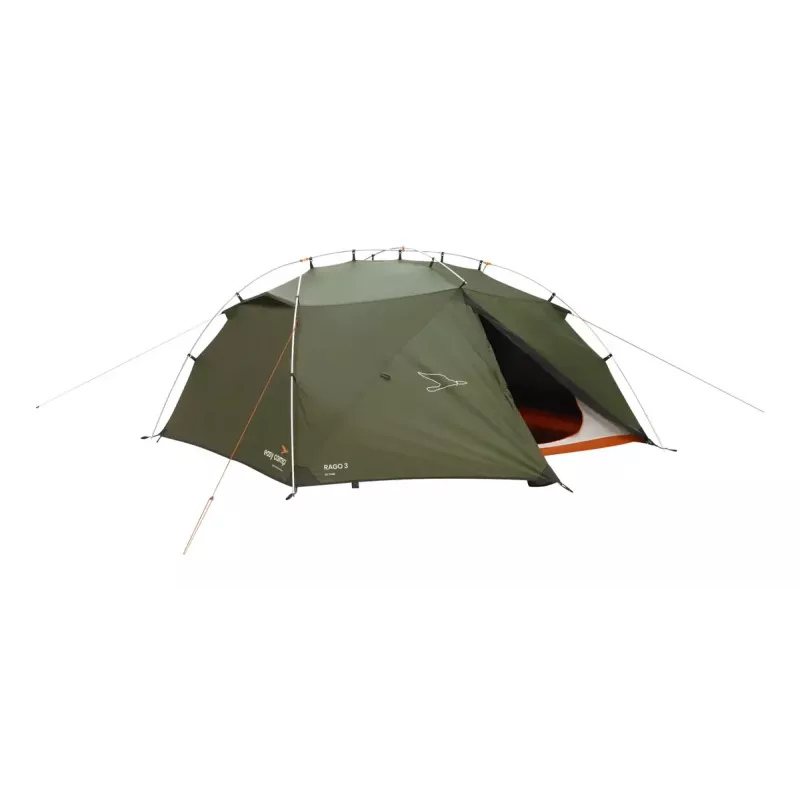 Kupola/iglu telts Easy Camp Rago 3 — 3 personām, tumši zaļa, poliestera ārējā pārsega un grīda, alumīnija stieņi, 220×290 cm, 1,1 m augsta