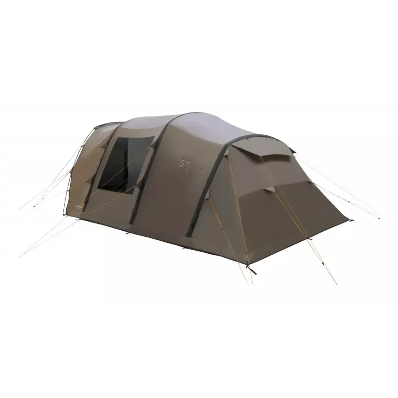 Tuneļtelts Easy Camp Brimnes 5 Air — 5 personu, 470×320×195 cm, poliestera virsslānis, polietilēna grīdas pamatne, stikla šķiedras stieņi, ūdensizturība 3 m