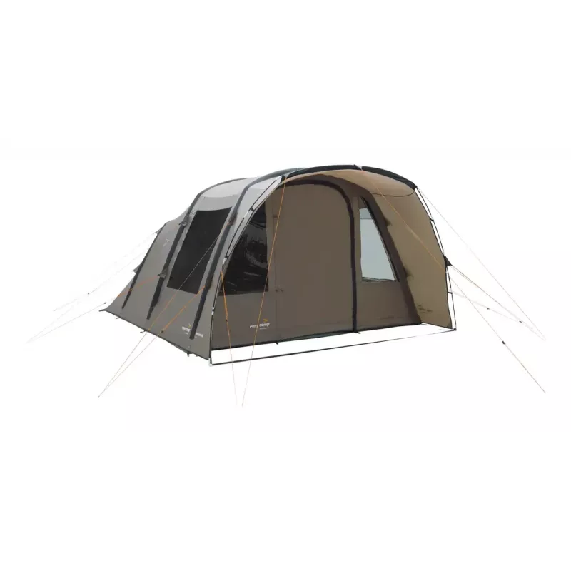 Tuneļtelts Easy Camp Brimnes 5 Air — 5 personu, 470×320×195 cm, poliestera virsslānis, polietilēna grīdas pamatne, stikla šķiedras stieņi, ūdensizturība 3 m