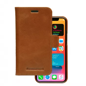 Maka maciņš dbramante1928 Lynge iPhone 12 mini (5,4 collas) — iedeguma krāsa, 3 karšu kabatas, galda statīvs