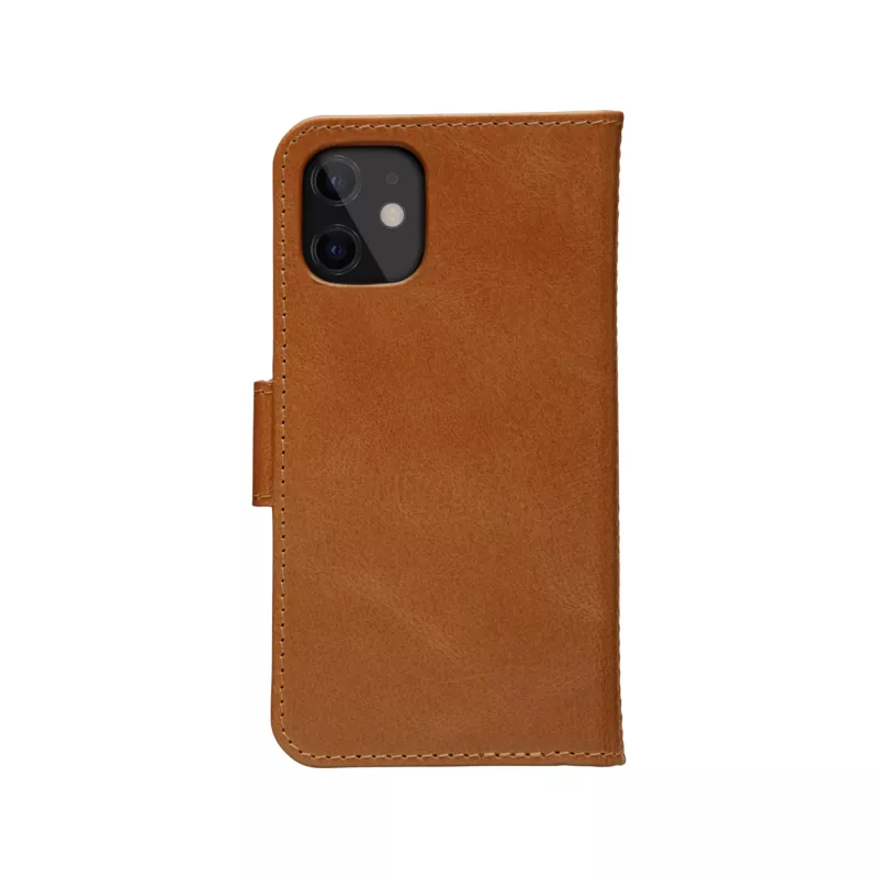 Maka maciņš dbramante1928 Lynge iPhone 12 mini (5,4 collas) — iedeguma krāsa, 3 karšu kabatas, galda statīvs