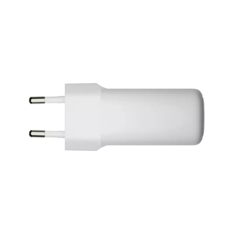 d bramante re-charge Pro sienas lādētājs — 2× USB-C 25W, 110–240V, balts