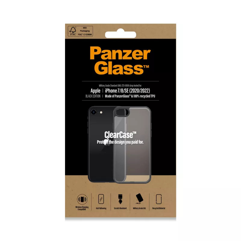 PanzerGlass ® ClearCase iPhone 8 | 7 | SE (2020/2022) | Melns