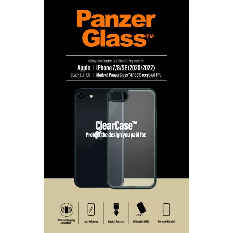 PanzerGlass ® ClearCase iPhone 8 | 7 | SE (2020/2022) | Melns