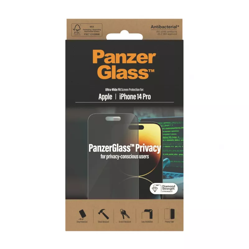 PanzerGlass ® privātuma ekrāna aizsargs iPhone 14 Pro | Ultra-Wide Fit