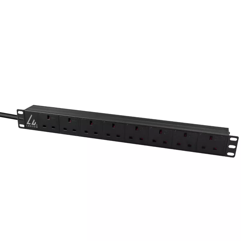 Lanview LVR-3MUK-SPD-UK8 strāvas sadales bloks (PDU) 8 maiņstrāvas kontaktligzdas 1,4U melns