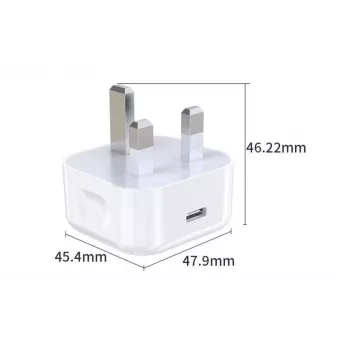 eSTUFF mājas lādētājs USB-C PD 3A 20W, UK spraudnis - balts
