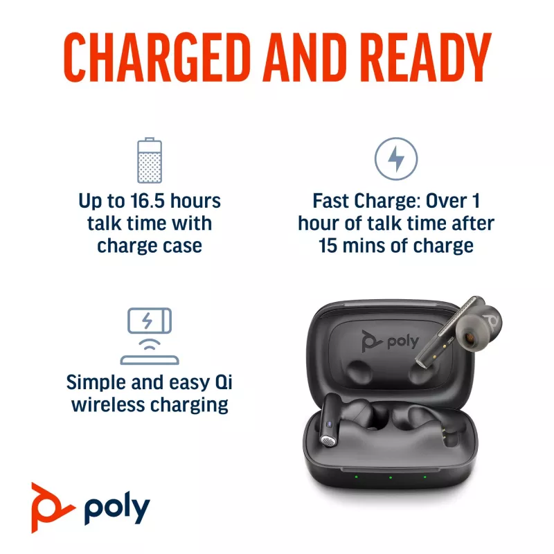 HP Poly Voyager Free 60 UC Carbon Melns austiņas +BT700 USB-C adapteris +bāzes uzlādes maciņš