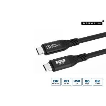 Microconnect USB4CC1-240W-80GBPS USB kabelis USB4 Gen 3x2 1 m USB C Melns