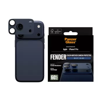 Kameras aizsargs PanzerGlass Fender Deep Blue iPhone 17 Pro, silikona, izturīgs pret skrāpējumiem un triecieniem