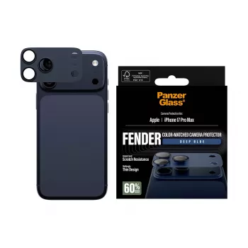 Kameras aizsargs PanzerGlass Fender Deep Blue iPhone 17 Pro Max, silikons, izturīgs pret skrāpējumiem un triecieniem