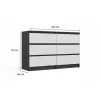 Kumode Top E Shop MALWA M6 120 cm, 6 atvilktnes, antracīta rāmis, baltas fasādes