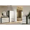 Kumode Top E Shop MALWA M6 120 cm, 6 atvilktnes, antracīta rāmis, baltas fasādes