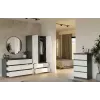 Kumode Top E Shop MALWA M6 120 cm, 6 atvilktnes, antracīta rāmis, baltas fasādes
