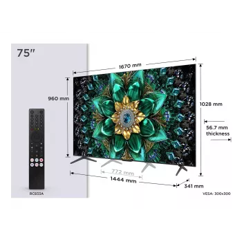 TCL Q6C 75Q6C televizors 190,5 cm (75 collas) 4K Ultra HD viedtelevizors Wi-Fi metālisks