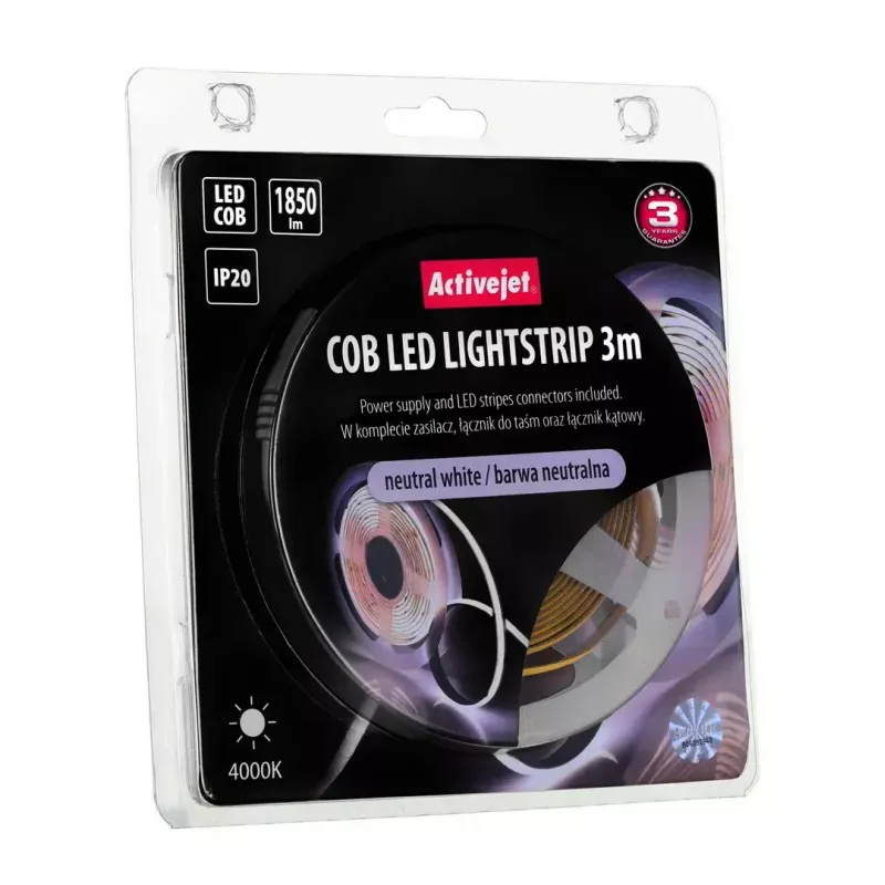 Universāla LED lente ActiveJet AJE-COB 3 m Neitrāli balta 1850 lm 19 W IP20