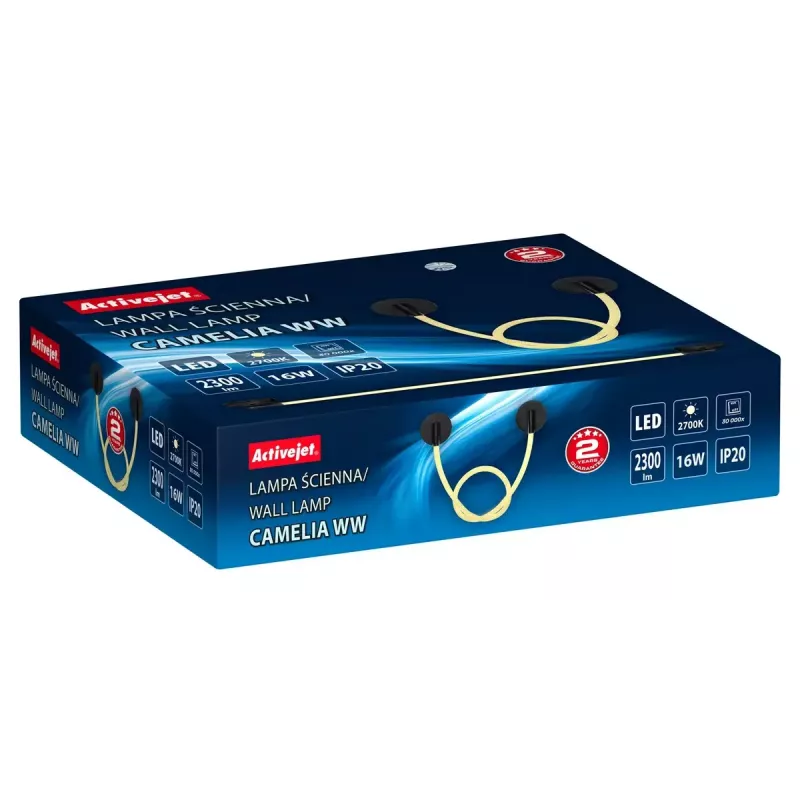 LED sienas lampa ActiveJet AJE-CAMELIA WW, melna, 16 W, 2300 lm, 2700 K, 1580×120×65 mm