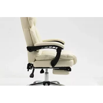 Grožāmais biroja krēsls ActiveJet YK7416 — ergonomisks grožāmais krēsls, smilškrāsas eko-āda, metāla rāmis, polsterēta atzveltne, kāju balsts