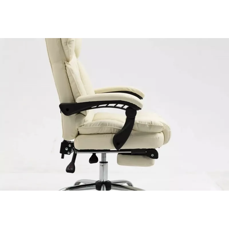 Grožāmais biroja krēsls ActiveJet YK7416 — ergonomisks grožāmais krēsls, smilškrāsas eko-āda, metāla rāmis, polsterēta atzveltne, kāju balsts