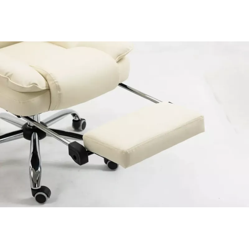 Grožāmais biroja krēsls ActiveJet YK7416 — ergonomisks grožāmais krēsls, smilškrāsas eko-āda, metāla rāmis, polsterēta atzveltne, kāju balsts