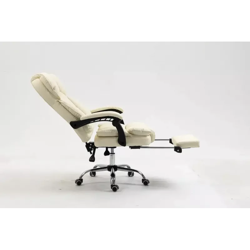 Grožāmais biroja krēsls ActiveJet YK7416 — ergonomisks grožāmais krēsls, smilškrāsas eko-āda, metāla rāmis, polsterēta atzveltne, kāju balsts