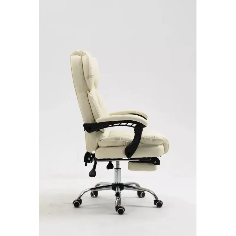 Grožāmais biroja krēsls ActiveJet YK7416 — ergonomisks grožāmais krēsls, smilškrāsas eko-āda, metāla rāmis, polsterēta atzveltne, kāju balsts