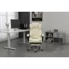 Grožāmais biroja krēsls ActiveJet YK7416 — ergonomisks grožāmais krēsls, smilškrāsas eko-āda, metāla rāmis, polsterēta atzveltne, kāju balsts