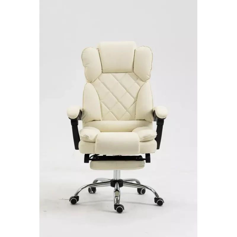 Grožāmais biroja krēsls ActiveJet YK7416 — ergonomisks grožāmais krēsls, smilškrāsas eko-āda, metāla rāmis, polsterēta atzveltne, kāju balsts