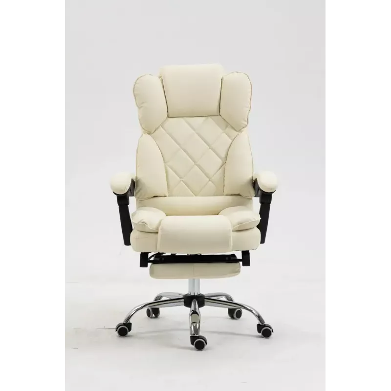 Grožāmais biroja krēsls ActiveJet YK7416 — ergonomisks grožāmais krēsls, smilškrāsas eko-āda, metāla rāmis, polsterēta atzveltne, kāju balsts
