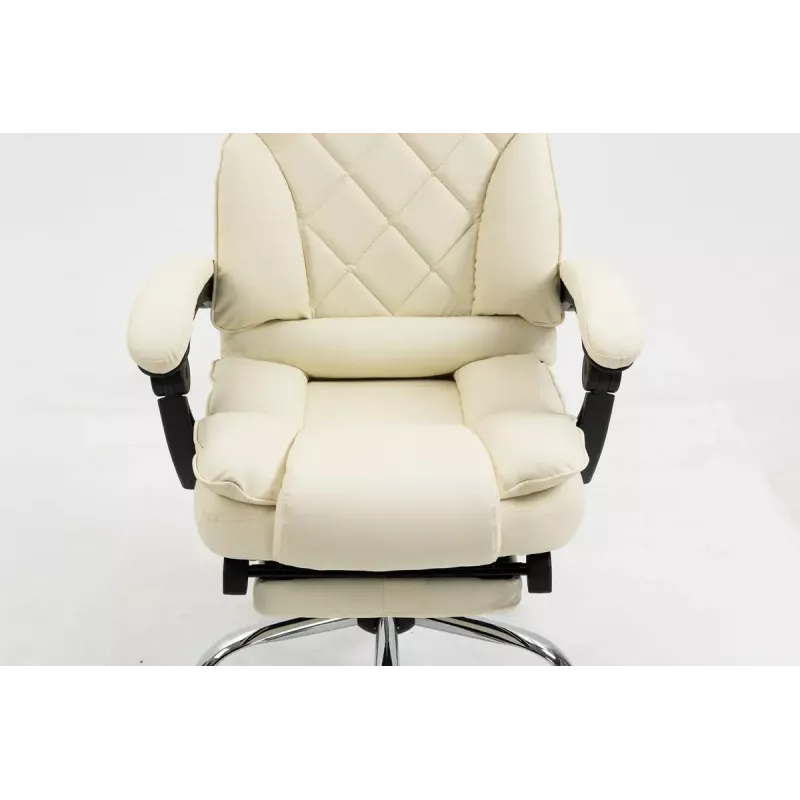 Grožāmais biroja krēsls ActiveJet YK7416 — ergonomisks grožāmais krēsls, smilškrāsas eko-āda, metāla rāmis, polsterēta atzveltne, kāju balsts