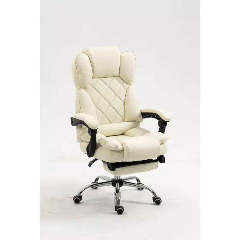 Grožāmais biroja krēsls ActiveJet YK7416 — ergonomisks grožāmais krēsls, smilškrāsas eko-āda, metāla rāmis, polsterēta atzveltne, kāju balsts