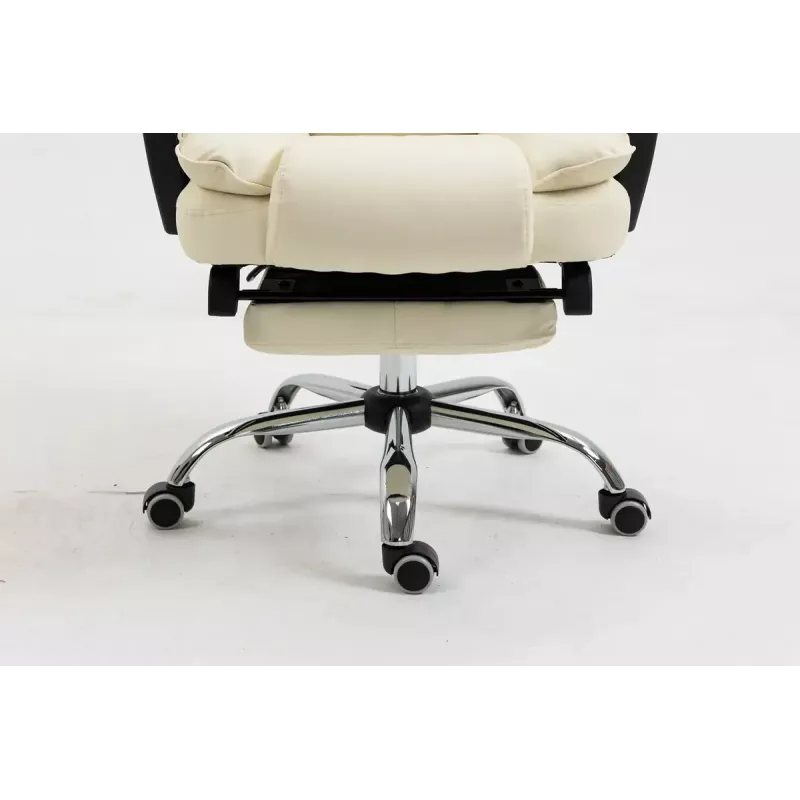 Grožāmais biroja krēsls ActiveJet YK7416 — ergonomisks grožāmais krēsls, smilškrāsas eko-āda, metāla rāmis, polsterēta atzveltne, kāju balsts