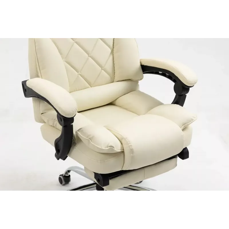 Grožāmais biroja krēsls ActiveJet YK7416 — ergonomisks grožāmais krēsls, smilškrāsas eko-āda, metāla rāmis, polsterēta atzveltne, kāju balsts